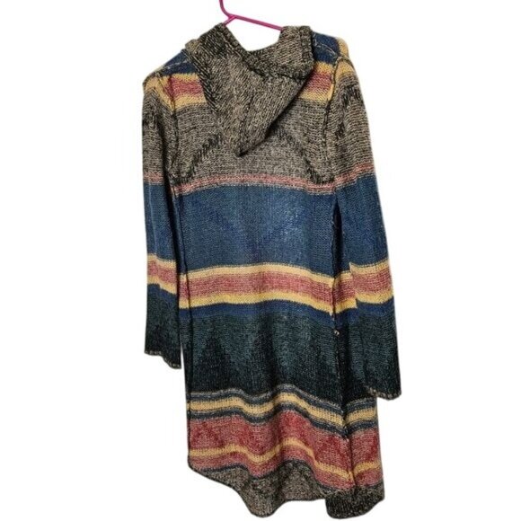 BKE Simmicks Multicolor Hooded Cardigan Sweater Womens S Acrylic Wool Blend - Picture 2 of 12